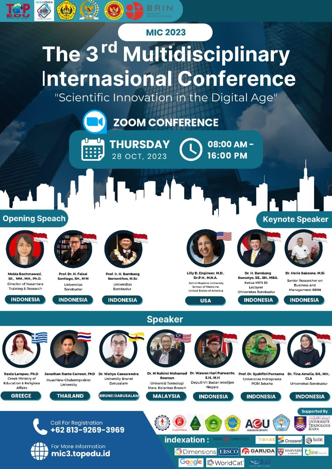 Salah satu pembicara (Jhohan Adhi Ferdian-asal Bangka Tengah) Ilmiah Internasional pada acara The 3rd Multidisciplinary International Conference tanggal 28 Oktober 2023 di Jakarta.