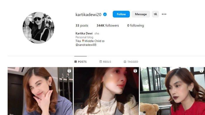 Akun instagram Kartika Dewi, adik Sandra Dewi.