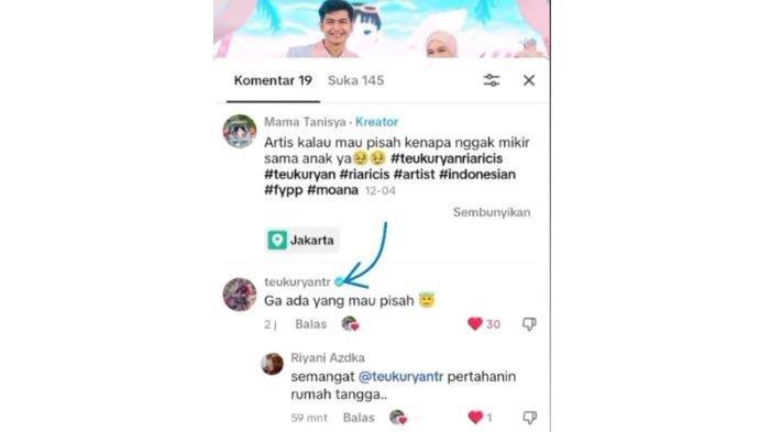 Balasan Teuku Ryan pada warganet.