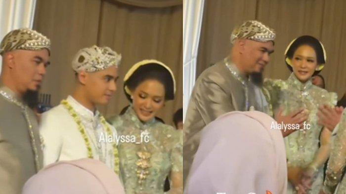 BERSANDING LAGI - Beredar momen Ahmad Dhan dan Maia Estianty bersanding kembali. Suasana hangat kedatangan Al Ghazali tiba di lokasi akad nikah didampingi Maia Estianty di sebelah kiri dan Ahmad Dhani di kanan.