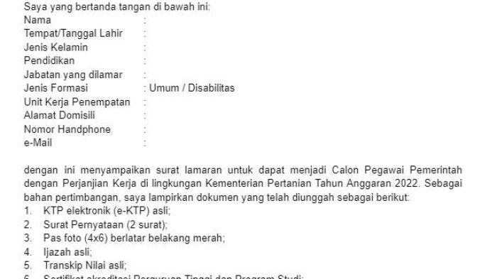 Contoh Surat Lamaran untuk Daftar CPNS 2023