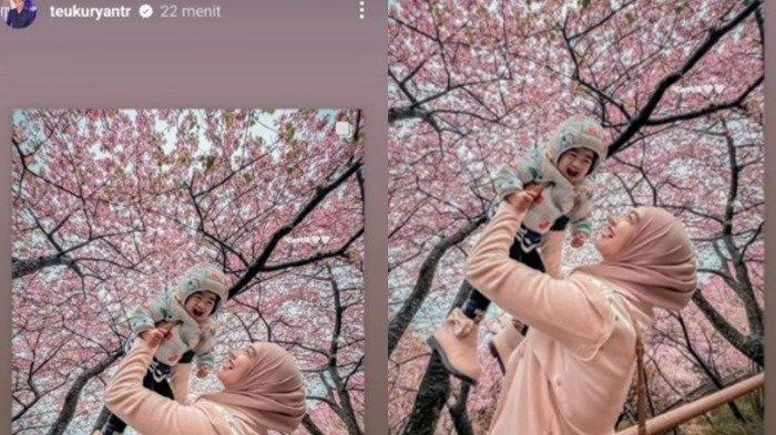 Unggahan instagram story Teuku Ryan berisi momen liburan Ria Ricis dan Moana di Jepang.