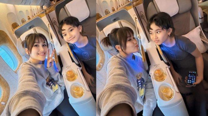 Kolase Ayu Ting Ting dan Bilqis Khumairah Razak dalam perjalanan menuju Amerika Serikat.