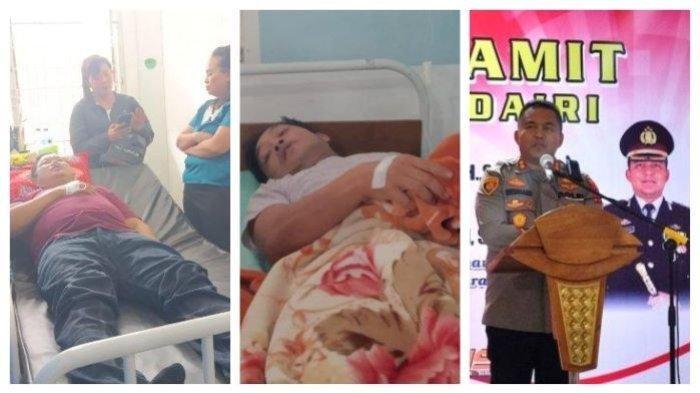 Kolase foto 2 anggota Personil Polres Dairi harus menjalani perawatan medis di RSUD Sidikalang akibat terkena pukul oleh pimpinannya sendiri Kapolres Dairi AKBP Reinhard H Nainggolan, Senin (28/8/2023) dan Kapolres Dairi AKBP Reinhard H Nainggolan saat memberikan sambutan. Buntut dugaan penganiayaan pada dua anggotanya kini Kapolres Dairi AKBP Reinhard Habonaran Nainggolan diperiksa Propam.