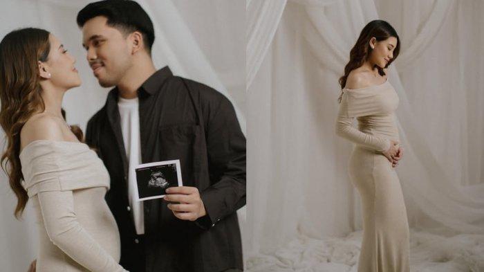Kolase potret kehamilan pertama Aaliyah Massaid.