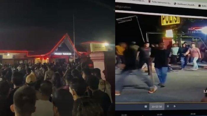 POLRES TARAKAN DISERANG -- Detik-detik mencekam saat orang tak dikenal masuk ke Polres Tarakan dan melakukan penyerangan hingga pemukulan kepada personel Polres Tarakan, Senin (24/2/2025) malam.