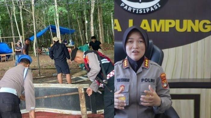 PENGGEREBEKAN JUDI SABUNG AYAM - (Kiri) Satreskrim Polres Tulangbawang saat gerebek dua lokasi yang dijadikan arena judi sabung ayam yang ada di perkebunan karet di Menggala. (Kanan) Kabid Humas Polda Lampung Kombes Yuni Iswandari Yuyun saat ditemui di kantornya beberapa waktu lalu.