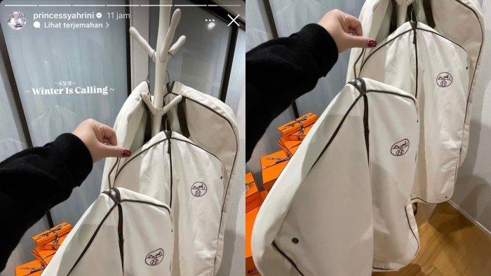 Unggahan Syahrini saat bersiap untuk pergi liburan di musim salju dengan memborong belanjaan di Hermes.