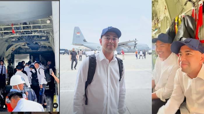 Duduk di pojokan, Raffi Ahmad naik pesawat Hercules menuju Magelang.