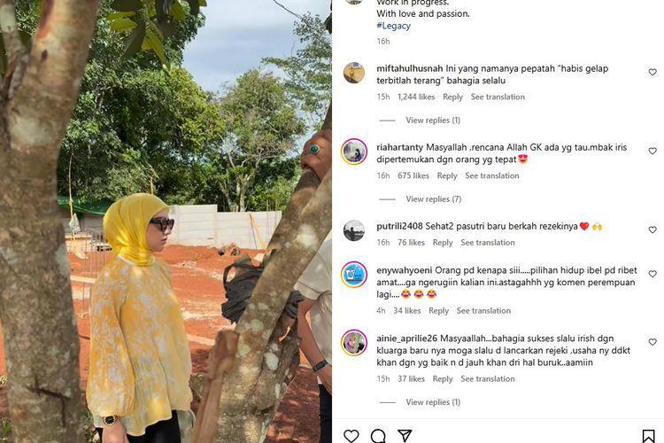 Haldy Sabri saat mengajak Irish Bella meninjau lokasi proyek yang disebut pembangunan masjid.