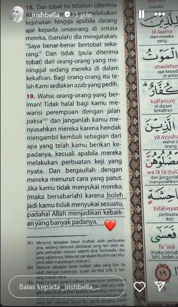 Irish Bella posting ayat 19 Surat Annisa.