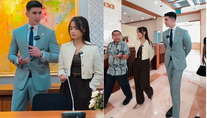 Kolase foto Verrell Bramasta bersama Fuji saat tur di Gedung DPR RI.