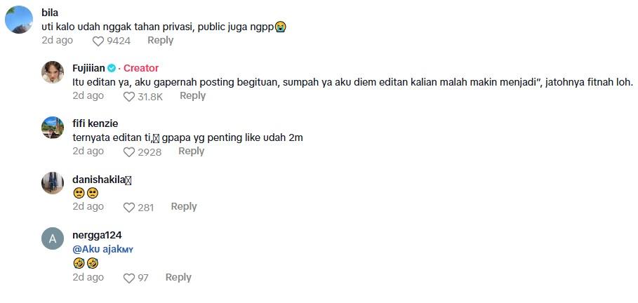 Komentar Fuji menanggapi warganet.