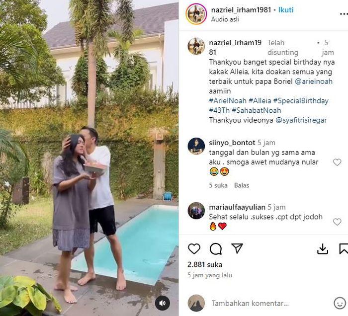 Momen Alleia Anata memberikan kejutan ulang tahun para Ariel NOAH.