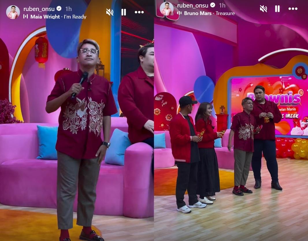 Momen Imlek dilalui Ruben Onsu syuting di Brownis Trans TV.