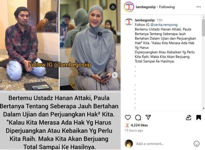 Momen Paula Verhoeven minta saran dari Ustadz Hanan Attaki.