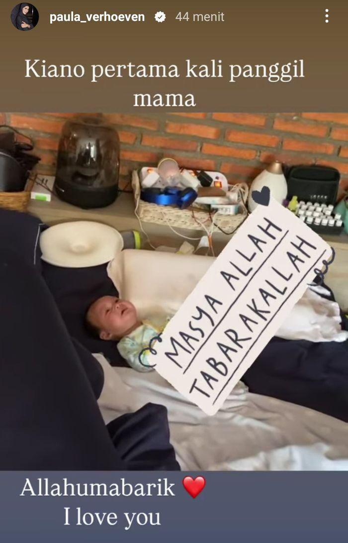 Paula posting momen ketika Kiano masih bayi.