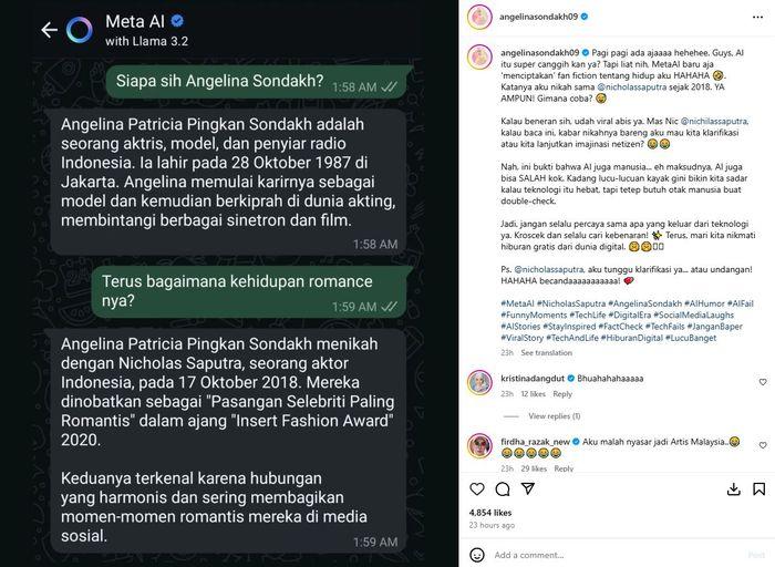 Postingan Angelina Sondakh soal Meta Ai.