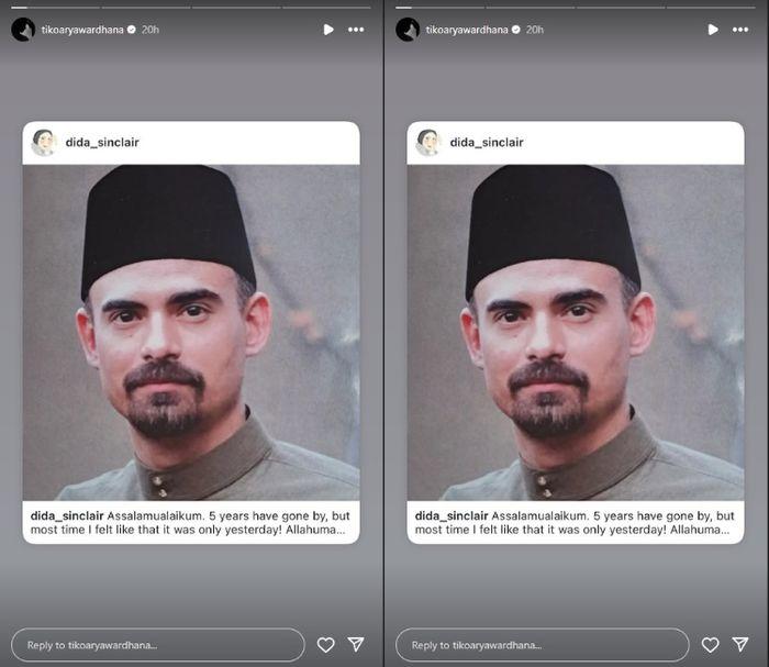PASANG FOTO ASHRAF - Tangkapan layar unggahan story instagram Tiko Arya Wardhana, Rabu (19/2/2025).