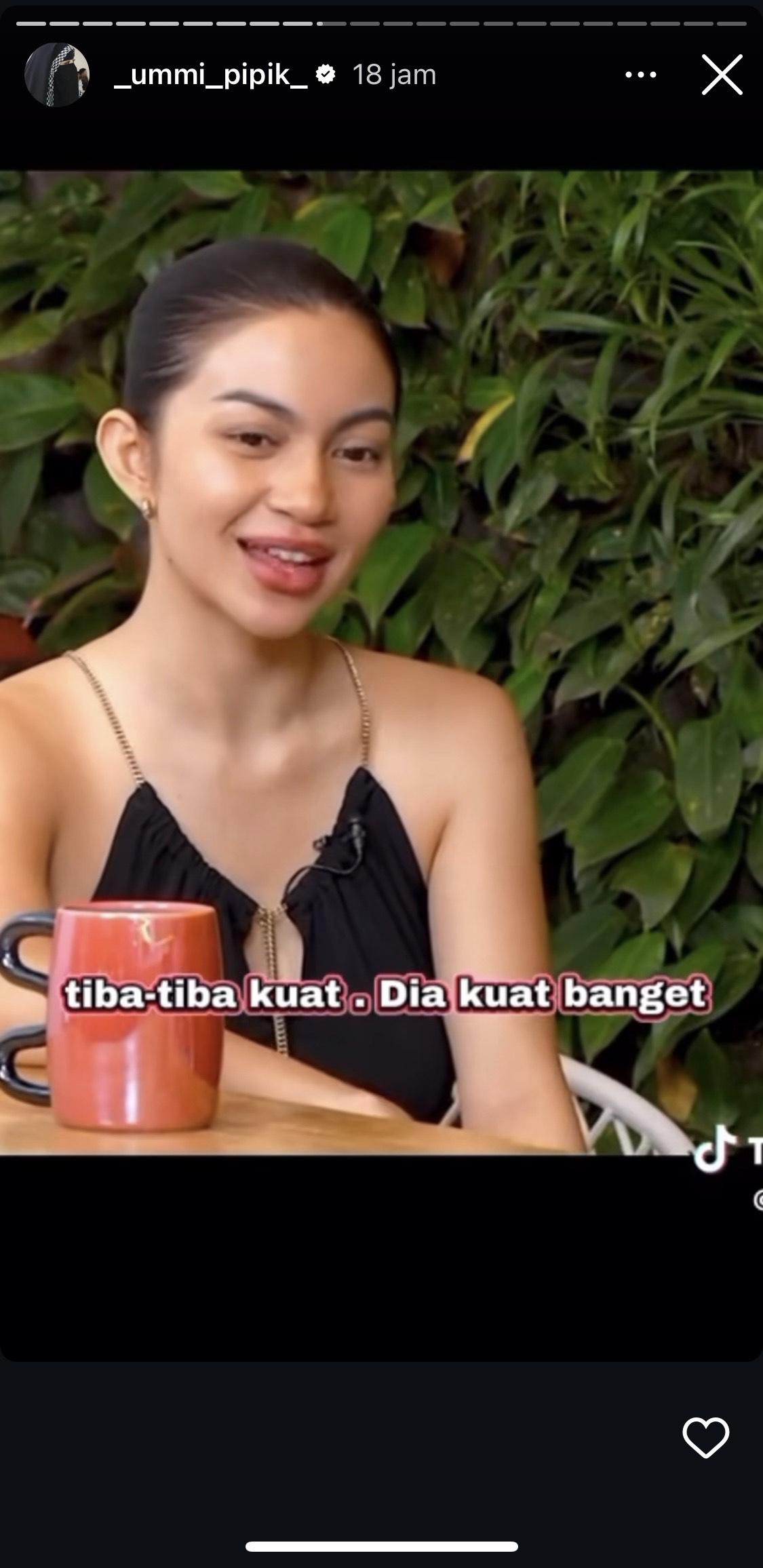 SIFAT ASLI ABIDZAR - Tangkapan layar unggahan Umi Pipik berisi penggalan video keterangan Ariel Tatum perihal sifat asli Abidzar Al Ghifari, Sabtu (8/2/2025).