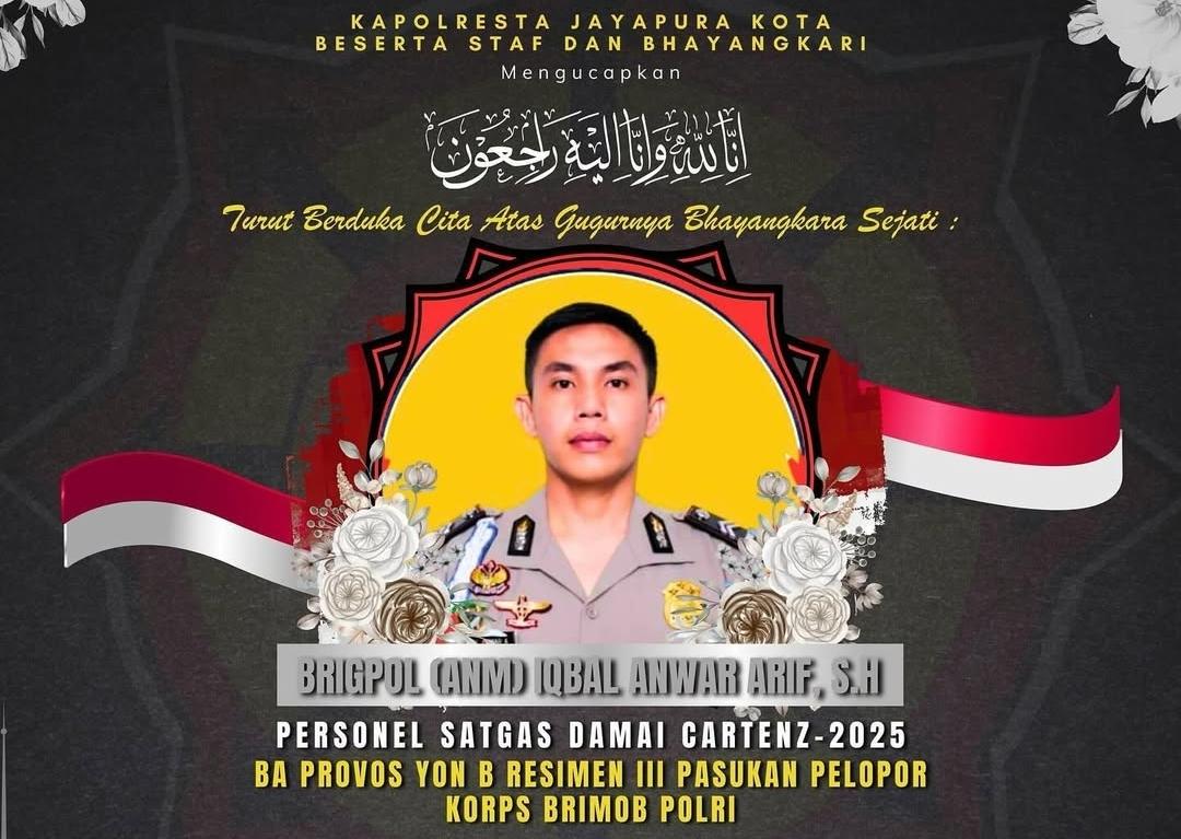 Satu anggota Brimob Satgas Operasi Damai Cartenz, Briptu Iqbal Anwar Arif gugur setelah peluru mengenai bagian leher dan lengannya dalam penyerangan di Yalimo, Papua Pegunungan, Jumat (17/1/2025), sekitar pukul 16.30 WIT.