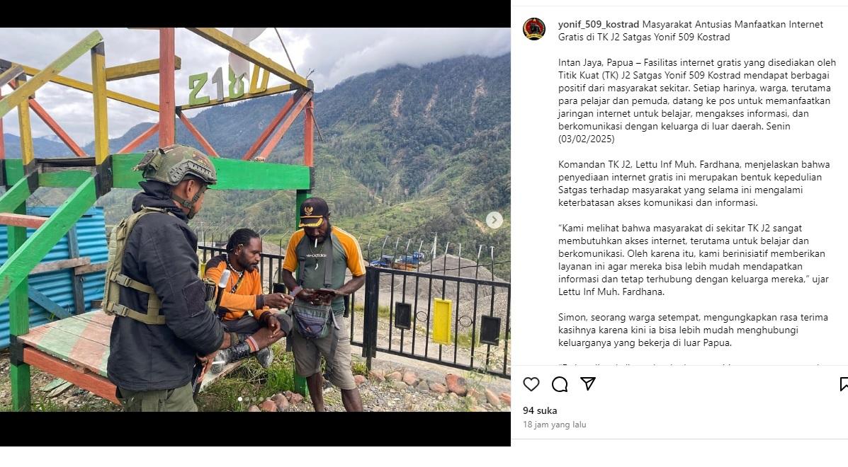 ANAK BUAH - Capture foto instagram 4 Februari 2025, kegiatan anak buah Lettu Fardhana di Papua.