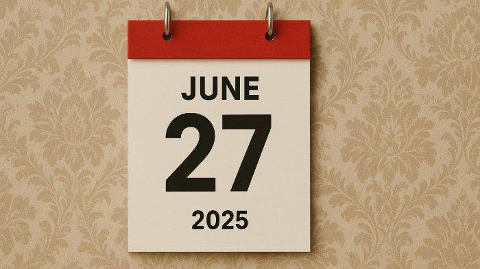 KALENDER 27 JUNI - Foto ilustrasi hasil olah kecerdasan buatan (AI), Senin (23/6/2025), memperlihatkan ilustrasi tanggal 27 Juni 2025.