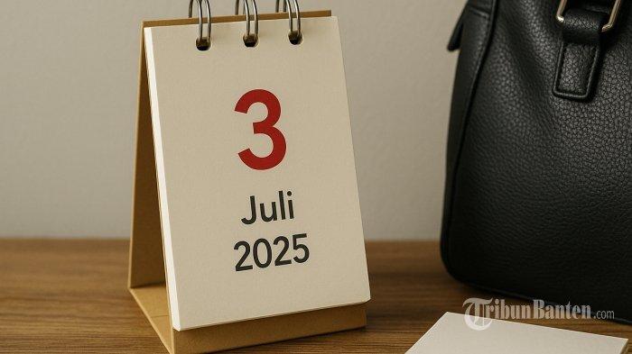 KALENDER 3 JULI - Foto ilustrasi hasil olah kecerdasan buatan (AI), Selasa (1/7/2025), memperlihatkan ilustrasi ucapan kalender tanggal 3 Juli 2025.