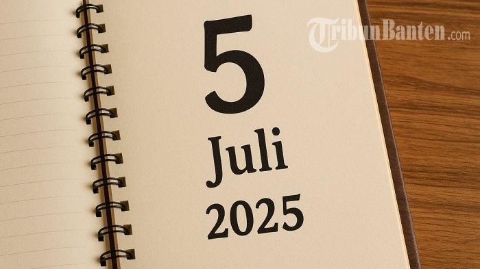 KALENDER 5 JULI - Foto ilustrasi hasil olah kecerdasan buatan (AI), Selasa (1/7/2025), memperlihatkan ilustrasi ucapan kalender tanggal 4 Juli 2025.