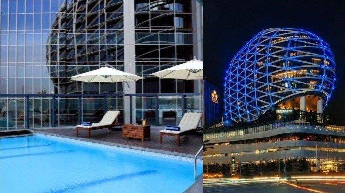 Kolase foto kolam renang dan gedung Hotel JHL Solitaire Gading Serpong.