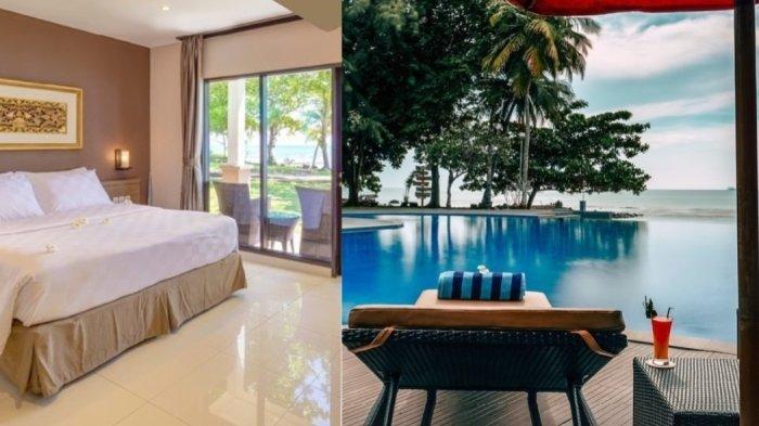 Kolase foto kamar dan kolam renang Hotel Mambruk Anyer.