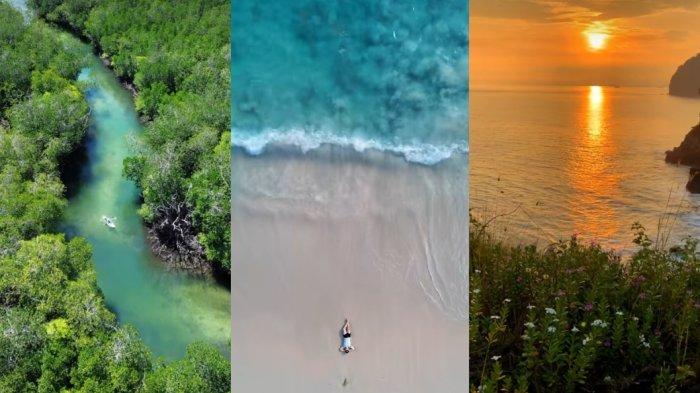 Kolase capture video keindahan alam di Pulau Sangiang, Selat Sunda, Kabupaten Serang, Provinsi Banten.