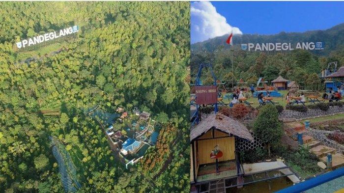 Saung Biru terletak di tengah badan Gunung Karang, di wilayah Kecamatan Cadasari Kabupaten Pandeglang.