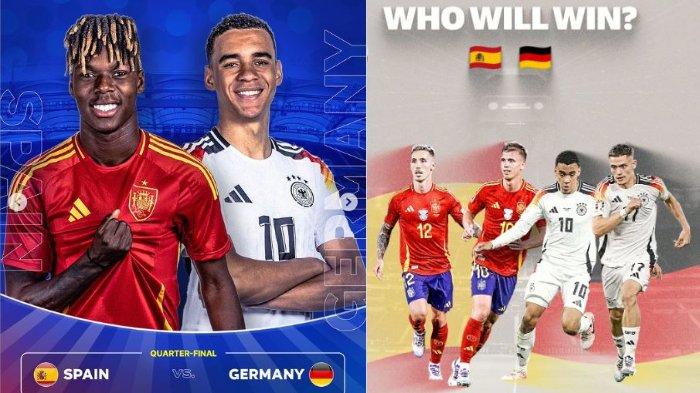 Inilah prediksi skor pertandingan babak 8 Besar Euro 2024 antara Spanyol vs Jerman, Jumat (5/7/2024).