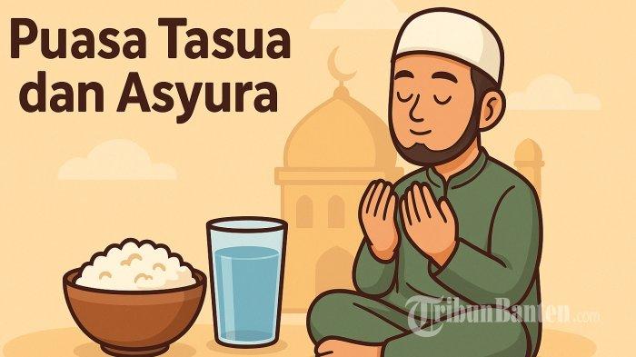TASUA DAN ASYURA - Foto ilustrasi hasil olah kecerdasan buatan (AI), Selasa (1/7/2025), memperlihatkan ilustrasi ucapan selamat menjalankan puasa Tasua dan Asyura 2025.