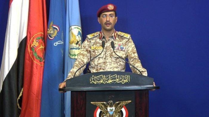 Video juru bicara militer Huthi Brigadir Jenderal Yahya Saree dalam konferensi pers pada 14 September 2019, dikutip dari Kantor Media al-Huthi. Yahya menyatakan, Yaman telah meluncurkan rudal balistik dan drone ke wilayah pendudukan Israel di Palestina dan memastikan memberikan dukungan kuat kepada rakyat Palestina.