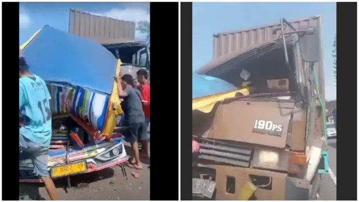 Sejumlah warga mencoba menyelematkan dan mengevakuasi penumpang odong-odong yang mengalami kecelakaan bertabrakan dengan truk di Banyuputih, Batang, Jawa Tengah, Jumat (22/3/2024).