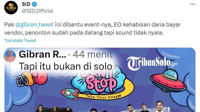 Keluhan band Superman Is Dead kepada Wali Kota Solo Gibran Rakabuming Raka soal konser musik di De Tjolomadoe, Karanganyar, Sabtu (22/7/2023).