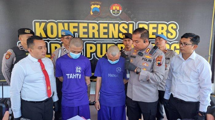 Polres Purbalingga saat rilis kasus sekelompok remaja gangster yang melakukan aksi tawuran menggunakan senjata tajam (sajam) di Jalan MT. Haryono, Kelurahan Purbalingga Kulon Kecamatan Purbalingga, Kabupaten Purbalingga, Selasa (13/8/2024).