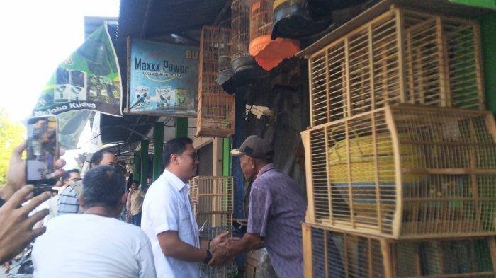 Ketua DPD Partai Gerindra Jateng, Sudaryono blusukan di Pasar Brayung Kudus, Selasa (28/5/2024).