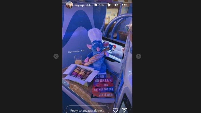 Anya Geraldine pamarkan buku dan boneka yang ia beli dari Prancis, Kamis (5/1/2024).