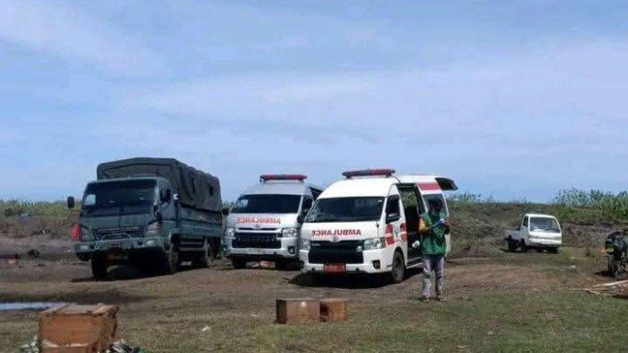 KORBAN TEWAS - Belasan orang dilaporkan menjadi korban saat pemusnahan peluru atau bahan ledak kedaluwarsa di Desa Sagara, Kecamatan Cibalong, Kabupaten Garut, Jawa Barat, Senin (12/5/2025).