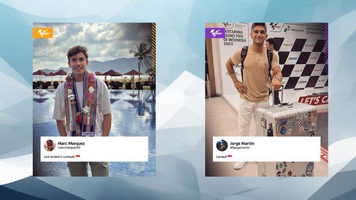 Dua pebalap MotoGP mengabarkan dirinya sudah berada di Lombok di media sosial, Marc Marquez dan Jorge Martin