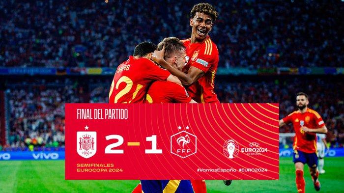 Hasil Euro 2024, Spanyol menang 2-1 vs Prancis di semifinal, Selasa (9/7/2024) malam atau Rabu dinihari WIB