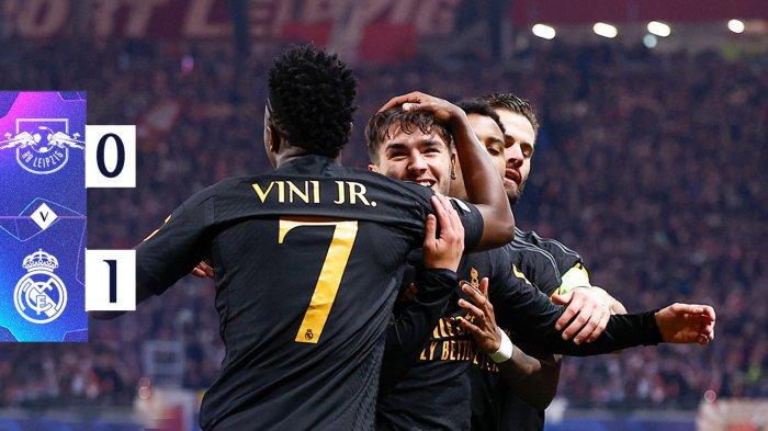 Hasil RB Lepzipg vs Real Madrid leg 1 babak 16 besar Liga Champions 2023-2024, Selasa (13/2/2024) malam atau Rabu dinihari WIB. Real Madrid menang 1-0.
