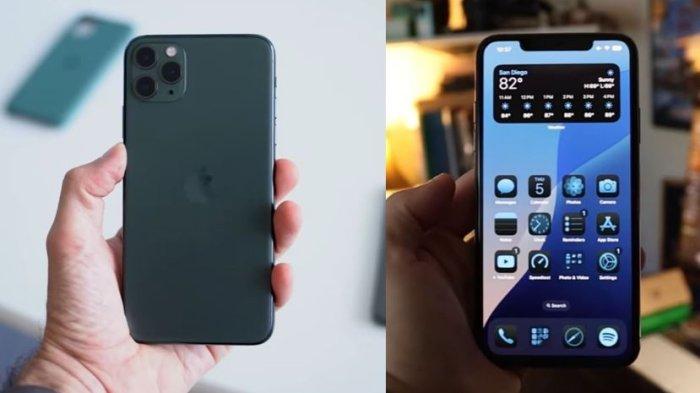 Ilustrasi iPhone 11 Pro Max tampak depan dan belakang.