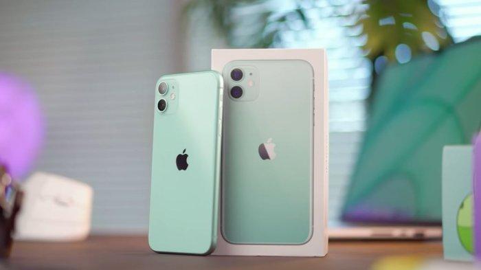 Ilustrasi iPhone 11 dengan warna menarik.