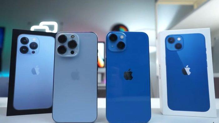 Ilustrasi iPhone 13 dan iPhone 14 seri.