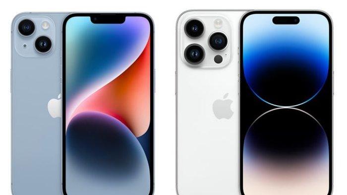 Ilustrasi iPhone 14 dan iPhone 14 Pro.