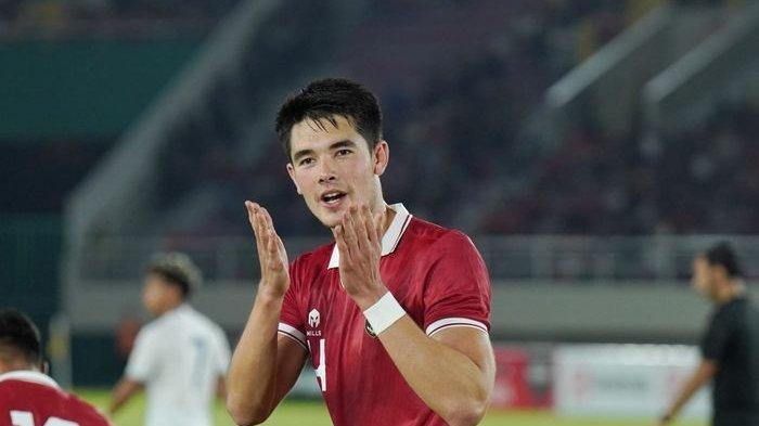 Bek Timnas U23 Indonesia, Elkan Baggott saat melakukan selebrasi usai mencetak gol ke gawang China Taipei di babak penyisihan Grup K Kualifikasi Piala Asia U23 2024, Sabtu (9/9/2023).